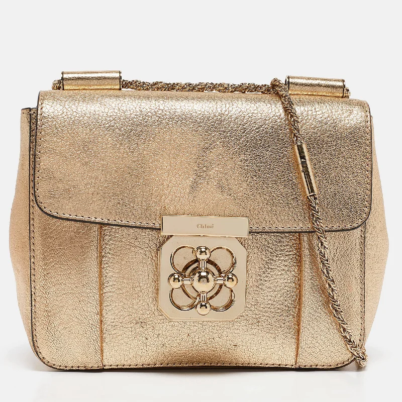 Chloe Gold Leather Small Elsie Shoulder Bag