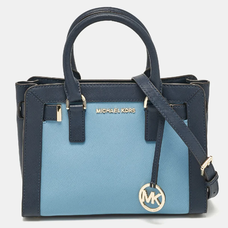 Michael Kors Two Tone Blue Leather Small Dillon Tote