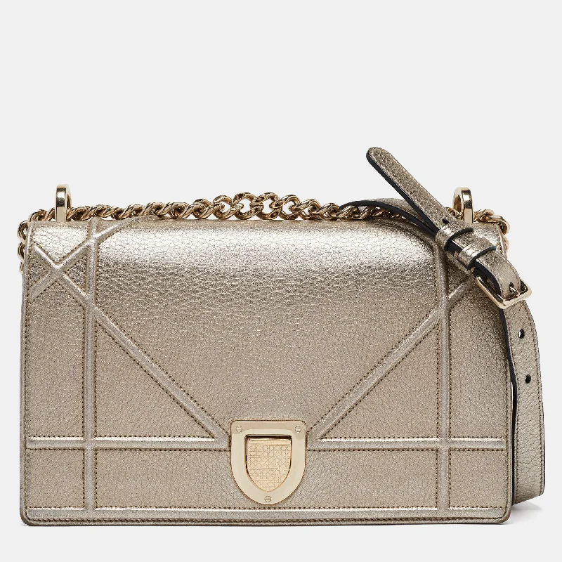 Dior Gold Leather Medium Diorama Flap Shoulder Bag