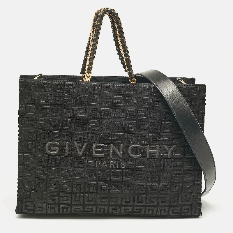 Givenchy Black Monogram Embroidered Canvas G Tote