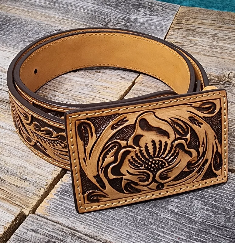 Leather Box Buckle Leather Belt (Ships in 4 to 6 Weeks)