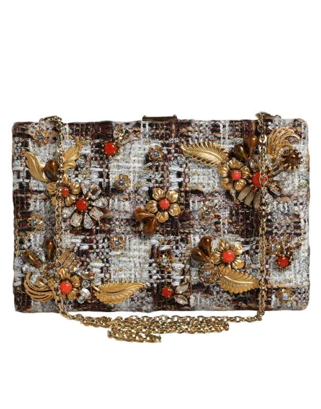 Dolce & Gabbana multi Tweed Floral Clutch Crossbody Women's Bag (Pre-Owned)