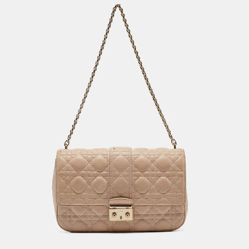 Dior Beige Cannage Leather Miss Dior New Lock Pouch Bag