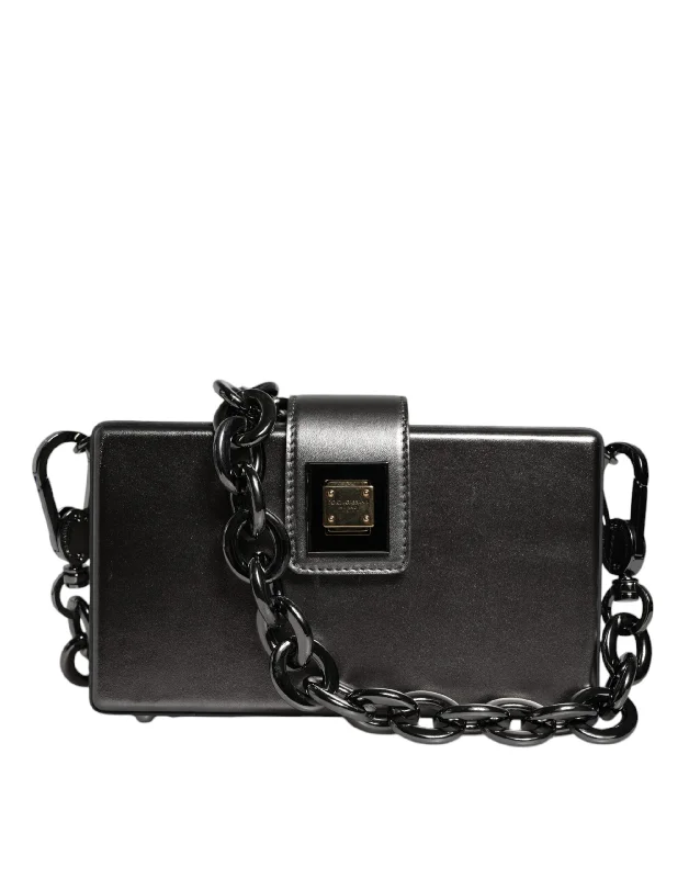 Dolce & Gabbana Metallic  DG BOX Leather Shoulder Chain Strap Women's Bag (Pre-Owned)