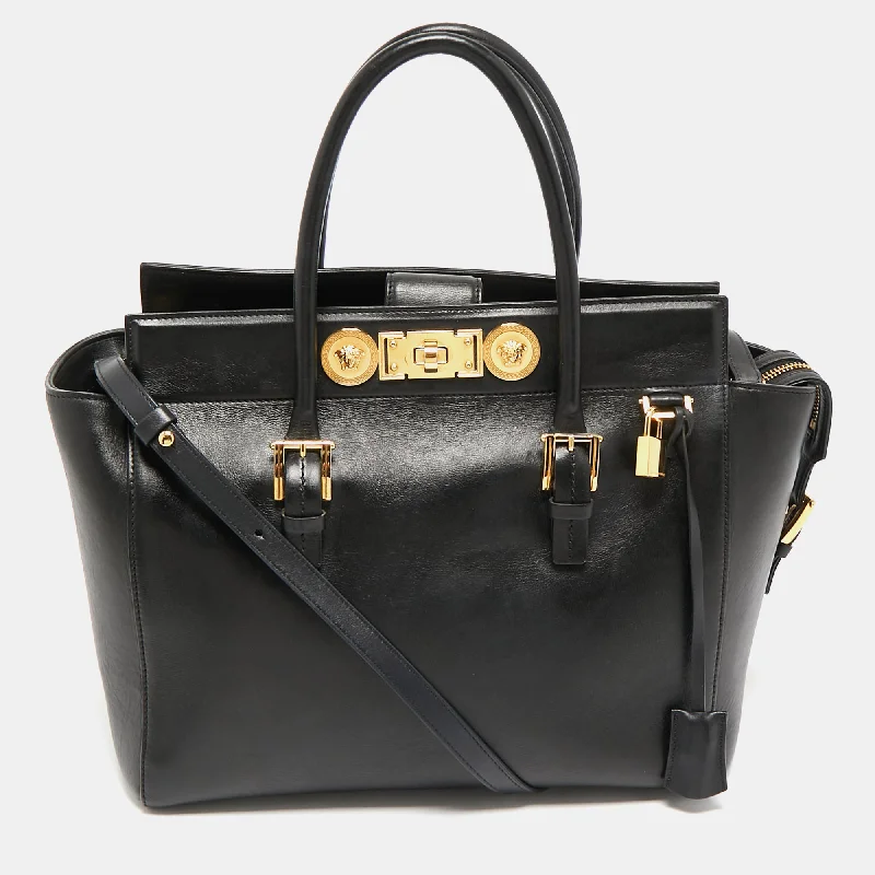 Versace Black Leather Medusa Tote