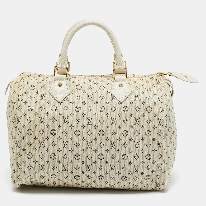 Louis Vuitton Blue/white Monogram Mini Lin Croisette Speedy 30 Bag