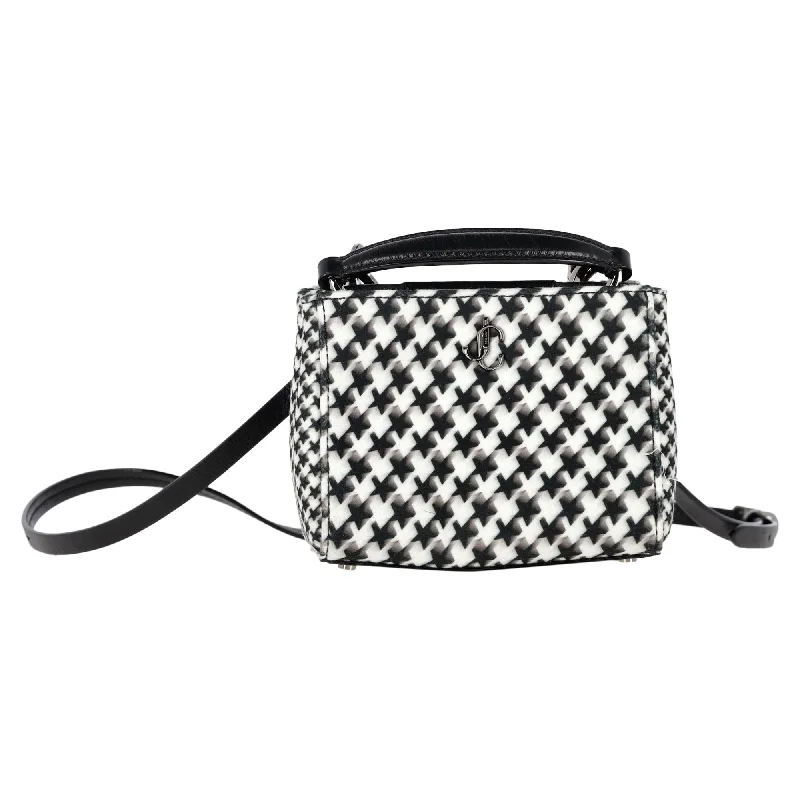 Jimmy Choo Varenne Houndstooth-Print Mini Top-Handle Bag in Multicolor Wool and Leather