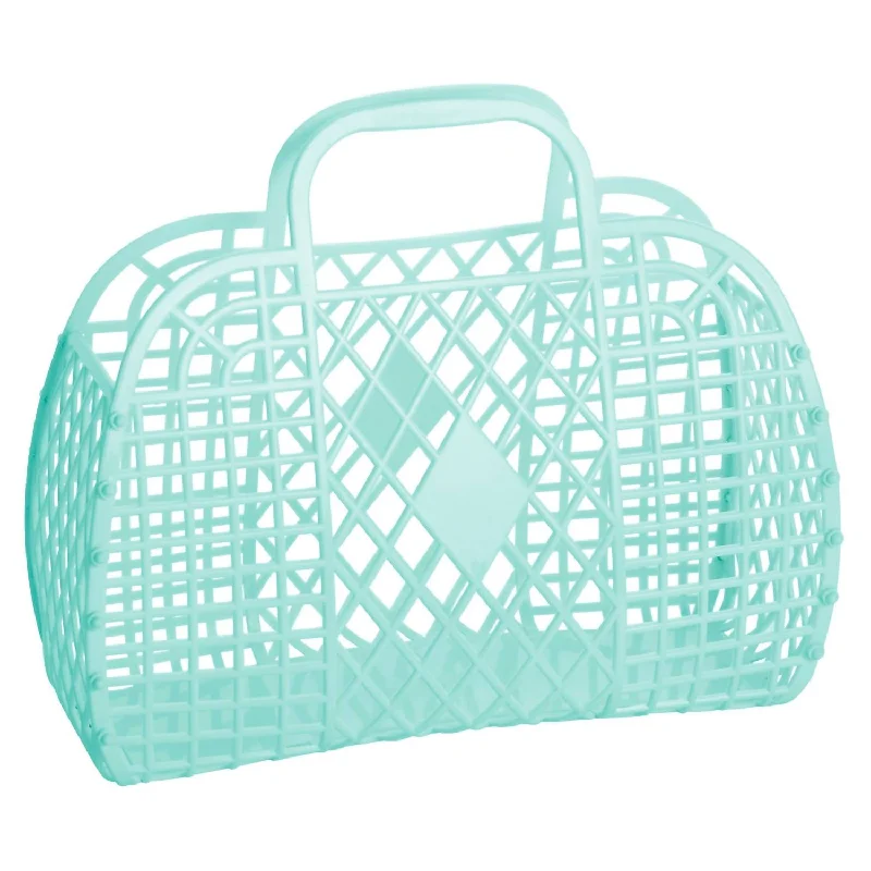 Women's Small Retro Basket Bag In Mint