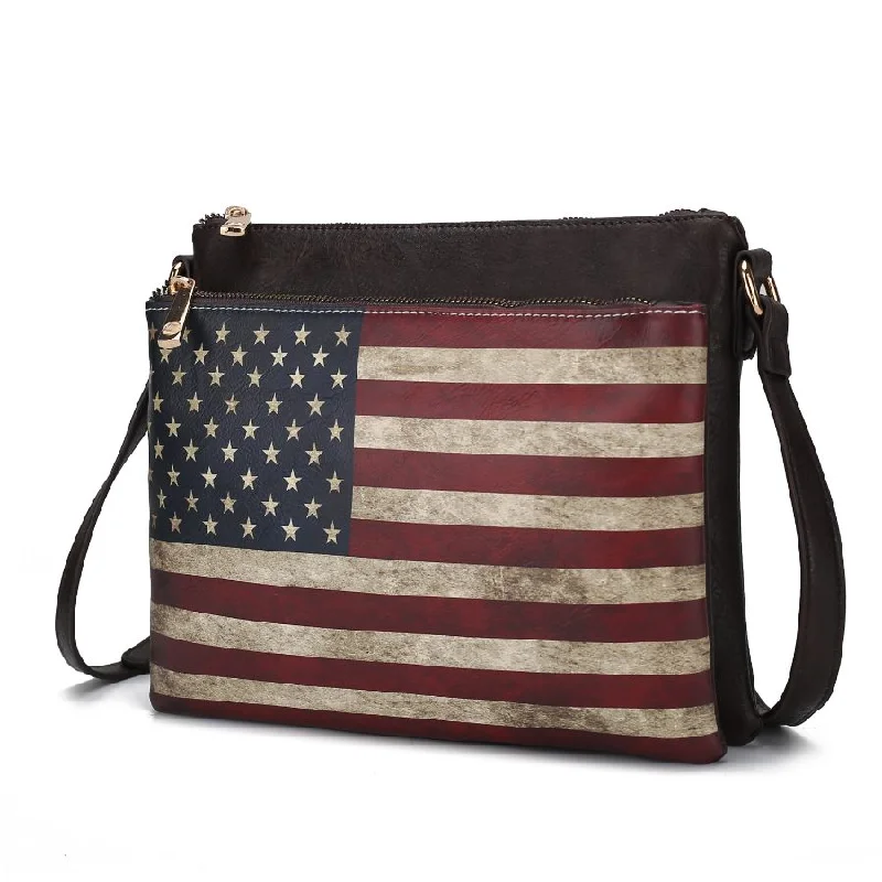 Madeline Printed Flag Vegan Leather Women’s Crossbody Bag