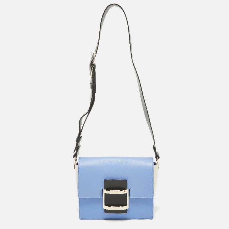 Roger Vivier Blue/white Leather Flap Shoulder Bag