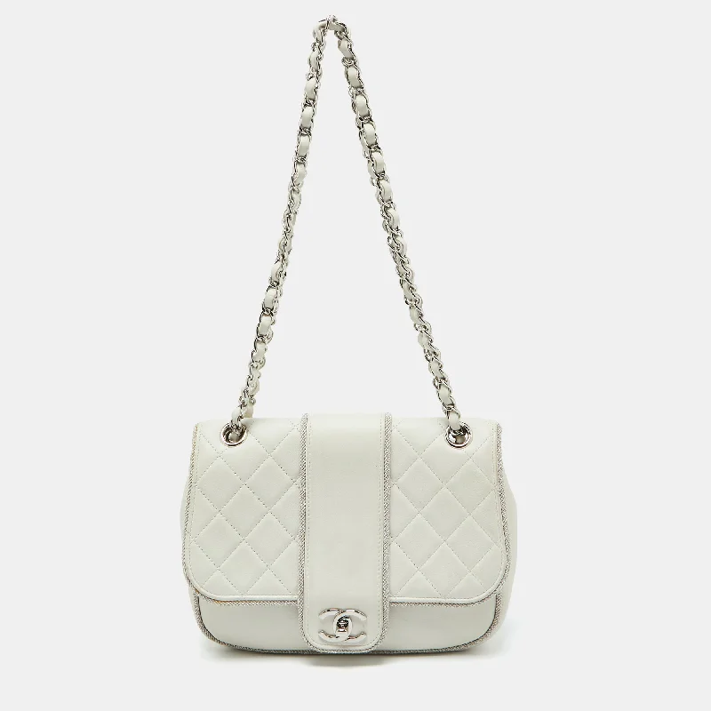 Chanel White Quilted Leather Elementary Chic Flap Bag