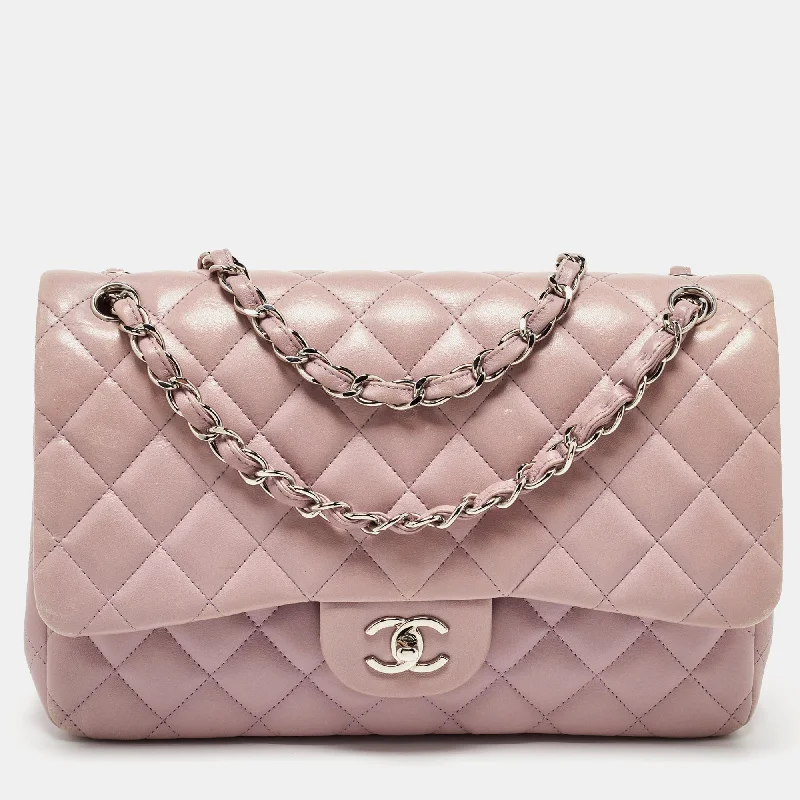 Chanel Lilac Quilted Leather Jumbo Classic Double Flap Bag