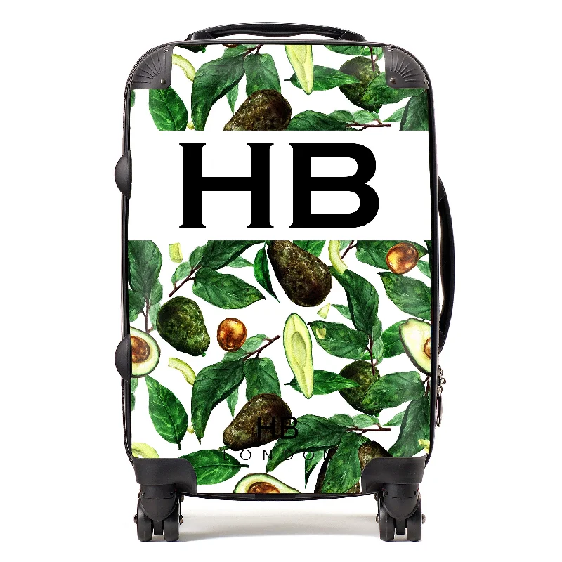 Personalised Tropical Avocado Print Initial Suitcase