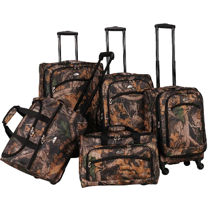 American Flyer Camo Green 5Pc Spinner Luggage Set