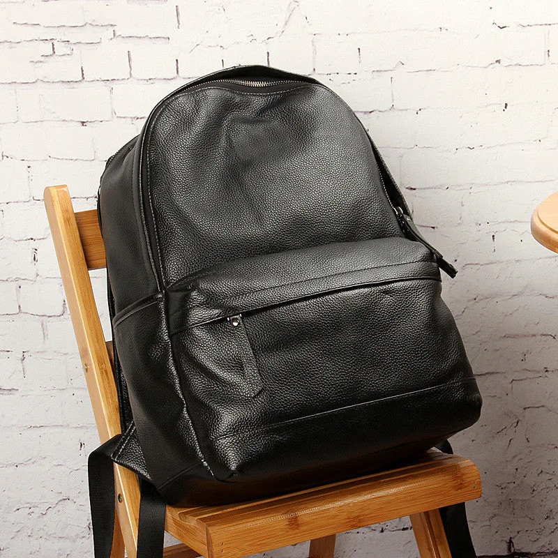 Fashion Genuine Leather Men Backpack Large Capacity 15" Laptop Bag Travel Bags Leisure Natural