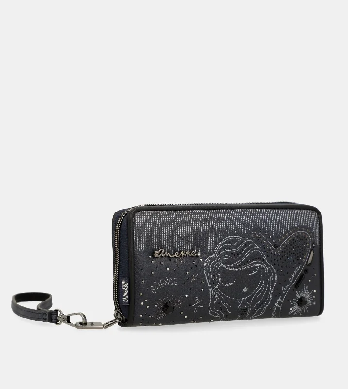 Studio navy blue large RFID wallet