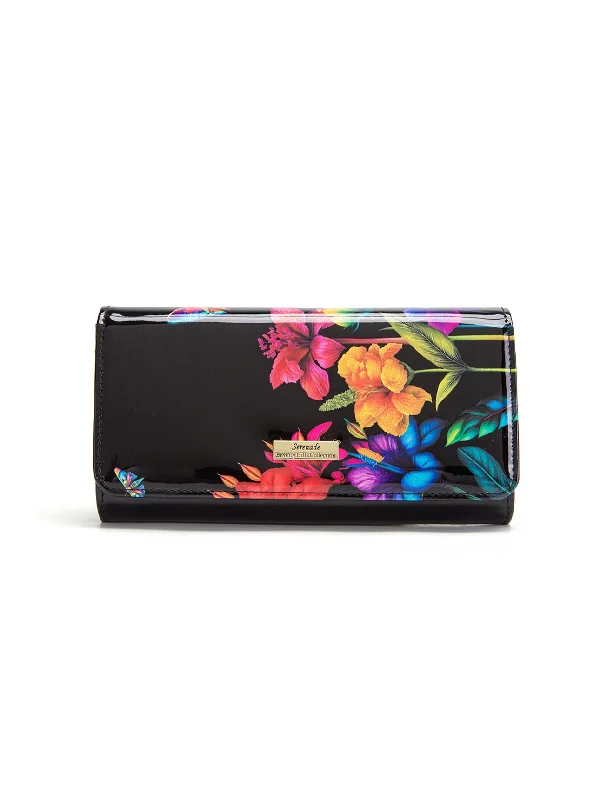 Serenade - WSN8401B Mila Border Print Large Leather Wallet with RFID