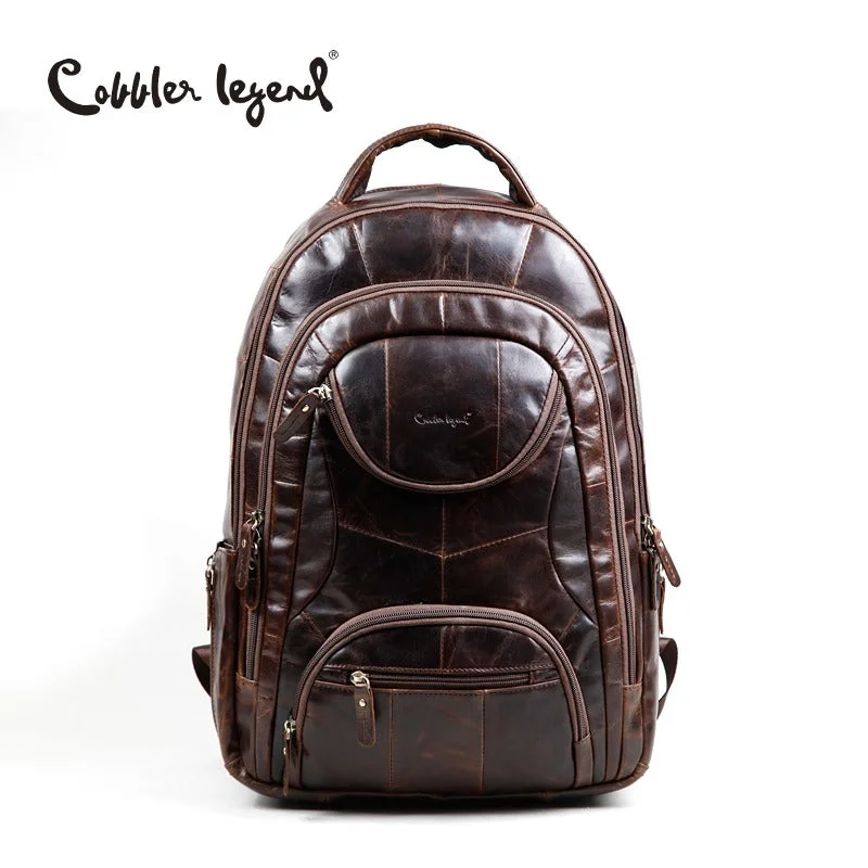 Cobbler Legend Famous Brands 2018 Men Large Capacity Cow Leather Backpack Big Size Travel Bags