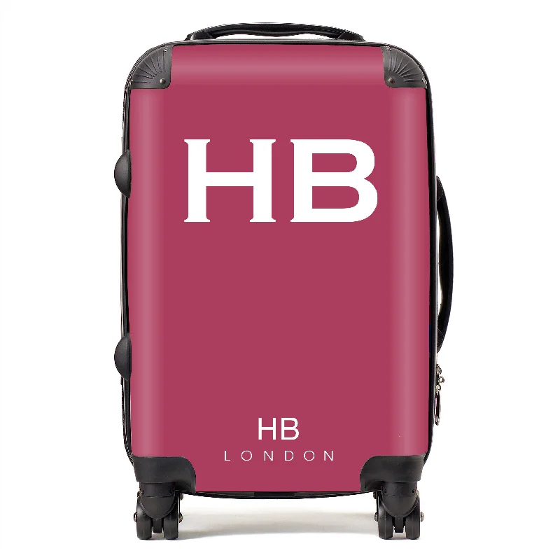 Personalised Berry with White Font Initial Suitcase