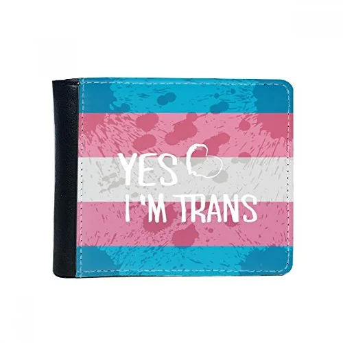 Yes I'M Trans Lgbt Support Flip Bifold Faux Leather Wallet Multi-Function Card Purse Gift