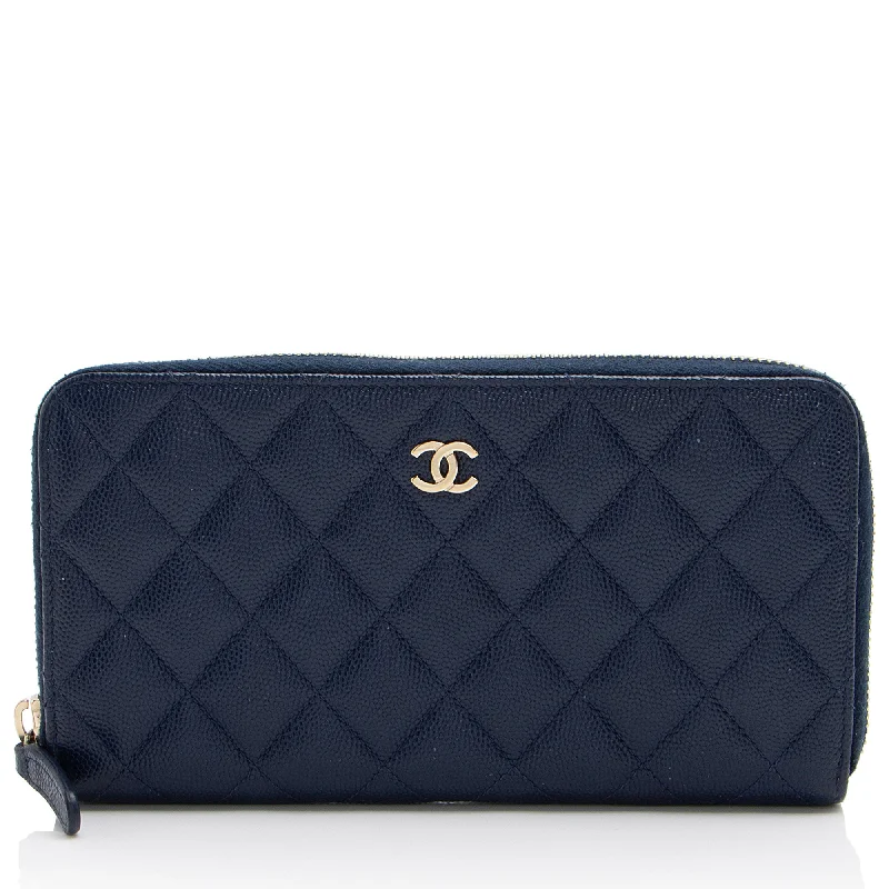 Chanel Caviar Leather CC Zip Around Wallet