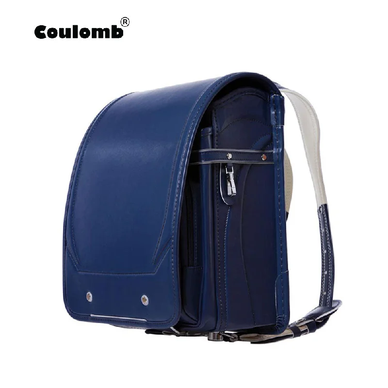 Coulomb Boy Blue Backpack For Children School Bag Japanese Pu Hasp Solid High Quality Kid Randoseru