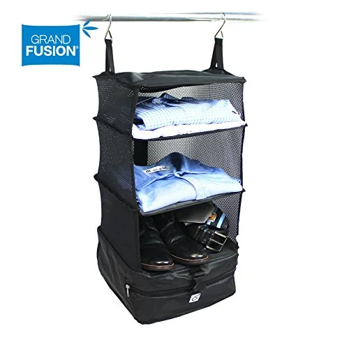 Stow-N-Go Portable Luggage System - Small - Black, Packable Hanging Shelves And Travel Organizer