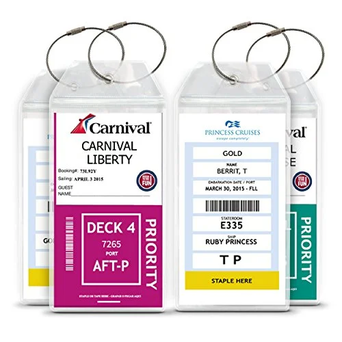 Cruise Luggage Tags Etag Holders Zip Seal and Steel Loops Thick PVC