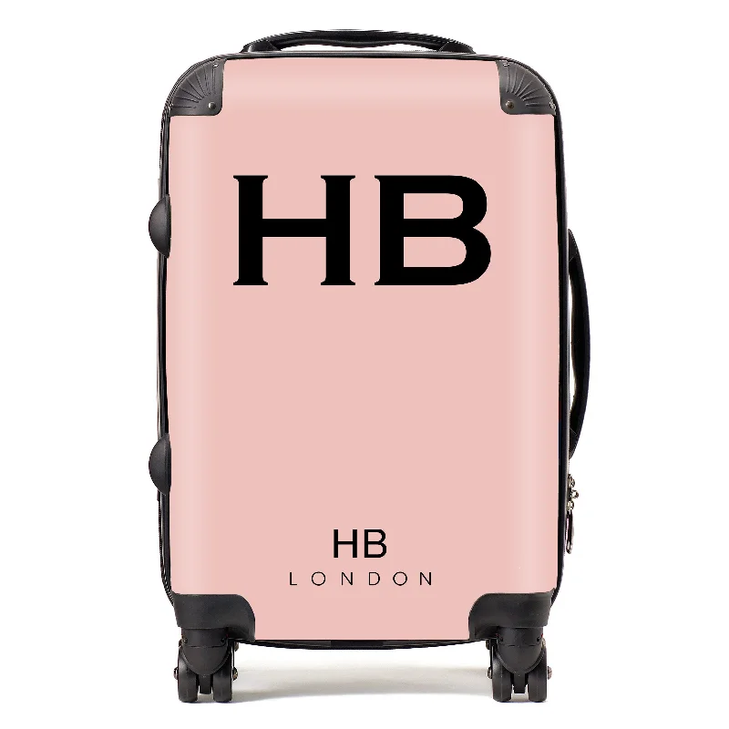 Personalised Nude Pink with Black Font Initial Suitcase