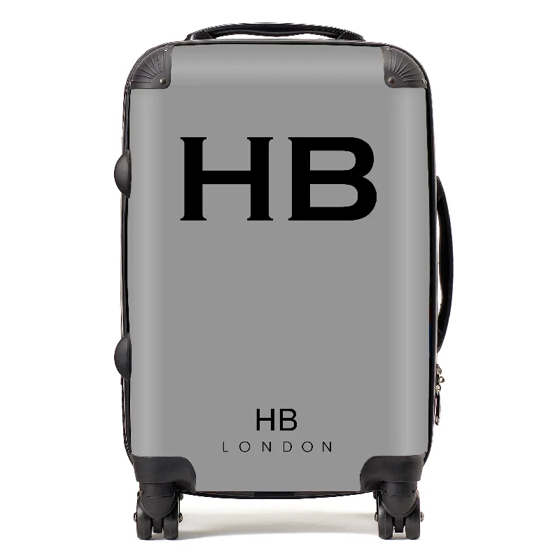 Personalised Grey with Black Font Initial Suitcase