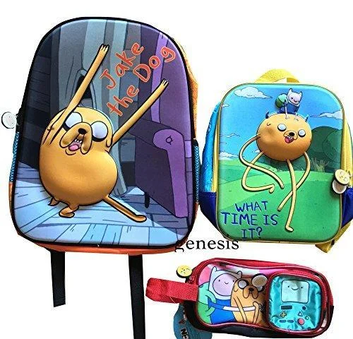 Adventure Time 3D Backpack Jake & Fin, "What Time Is It" Adventure Time Mini Backpack With Pencil