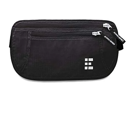 Zero Grid Money Belt w/RFID Blocking - Concealed Travel Wallet & Passport Holder