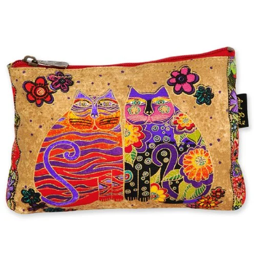 Laurel Burch Feline Minis Cosmetic Bag (Tan/Red B)