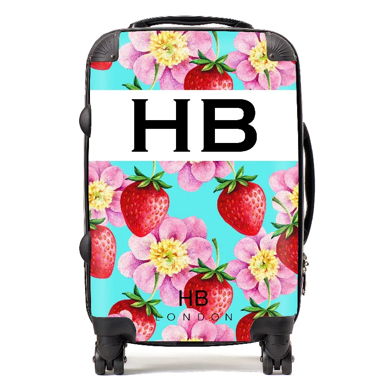 Personalised Strawberry Flowers Initial Suitcase