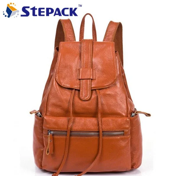 Wholesale Price Fashion Genuine Leather Student Backpacks Women'S Shoulder Bags Cowhide School