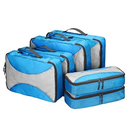 G4Free Packing Cubes 6pcs Set Travel Luggage Organizers Accessories Small, Medium, Large (Blue-6pcs)