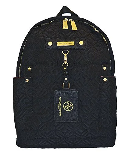 Adrienne Vittadini Quilt Backpack Bag Purse Handbag Black Back Pack