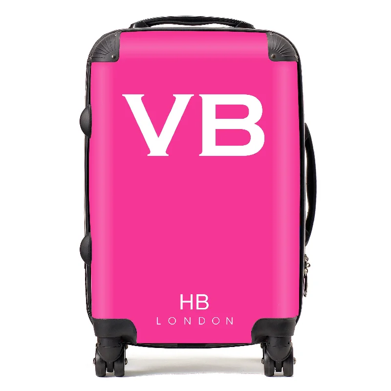 Personalised Hot Pink with White Font Initial Suitcase