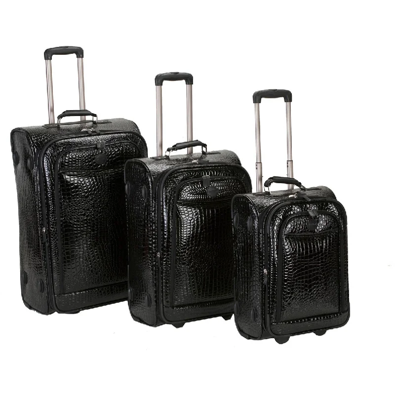 Rockland Luggage Crocodile 3 Piece Luggage Set