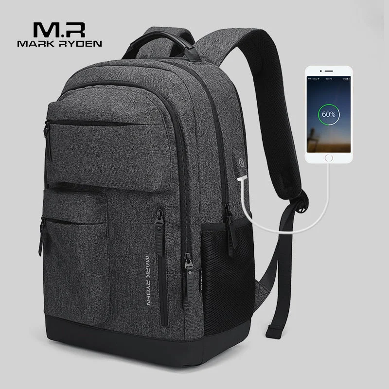 Mark Ryden Men Backpack Waterproof Multifunction Usb Recharging  15.6Inch Laptop Man Bag