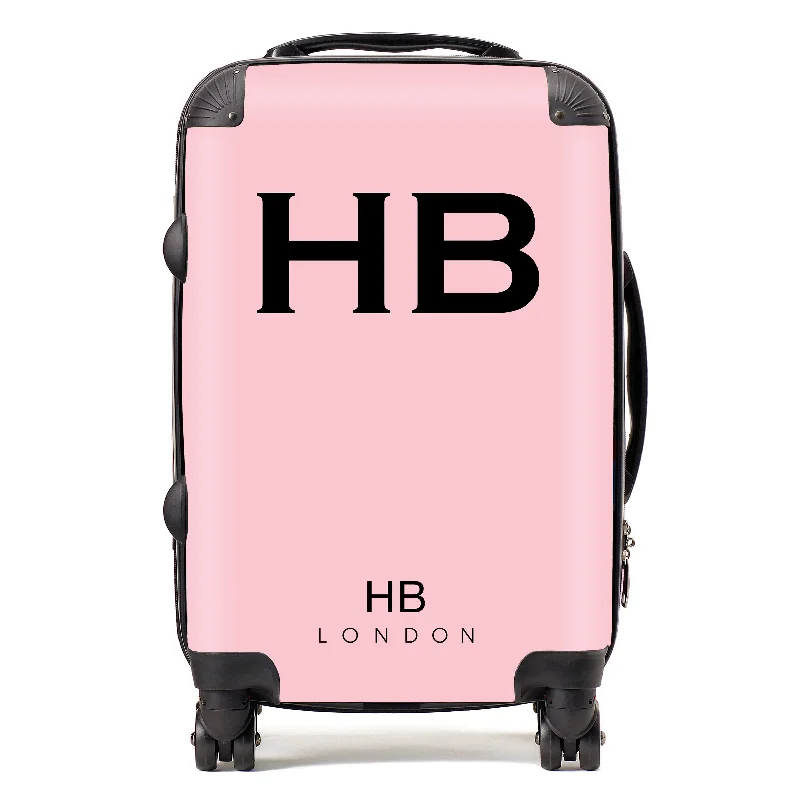 Personalised Blush with Black Font Initial Suitcase