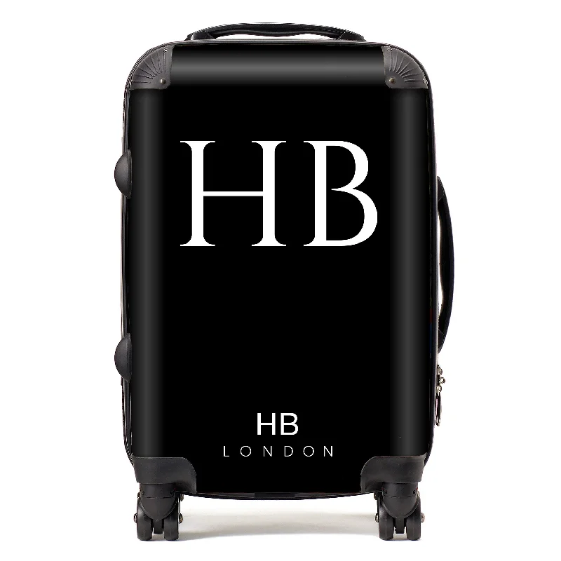 Personalised Black with White Classic Font Initial Suitcase