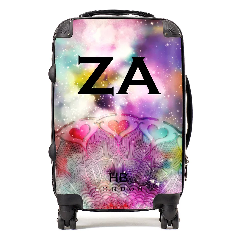 Personalised Galaxy Fantasy with Black Font Initial Suitcase