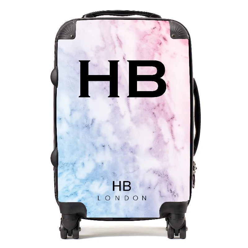 Personalised Pastel Marble Initial Suitcase