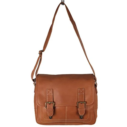 Latico Leathers Adventurer Messenger Bag, Natural, Large Business Briefcase, Adjustable Strap