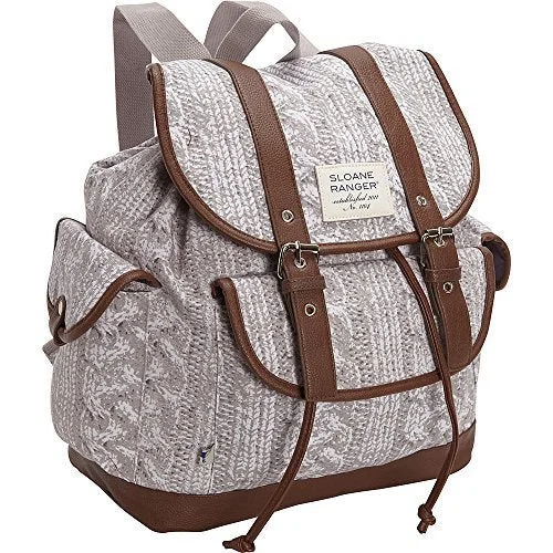 Sloane Ranger Cable Knit Design Slouch Backpack