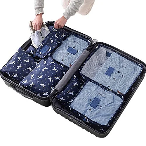 Sackorange 7 Set Travel Storage Bags Packing cubes Multi-functional Clothing Sorting Packages,Travel Packing Pouches,Luggage Organizer (Horse)