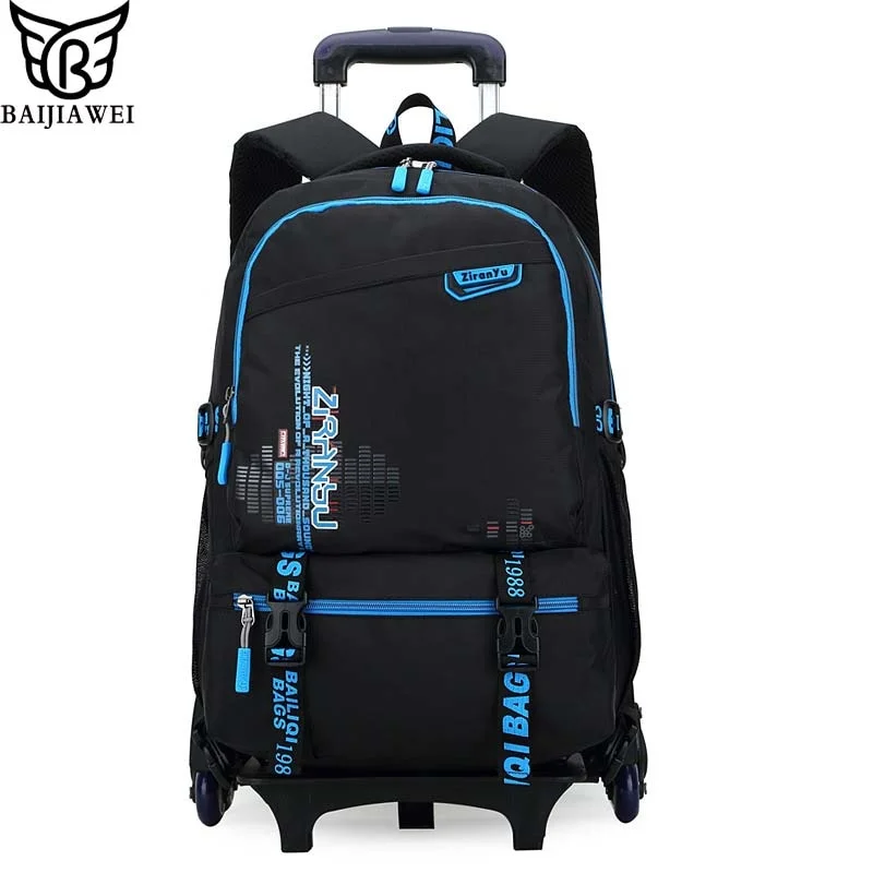 Baijiawei Six Wheels Children'S Trolley Backpack Removable Children School Bags Primary School Boys