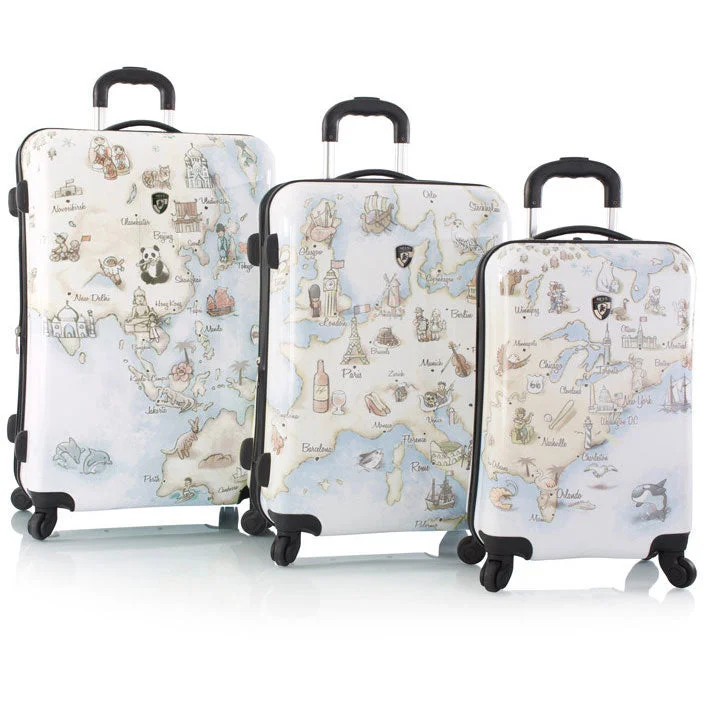 Heys Illustrated Maps 3 Piece Spinner Set