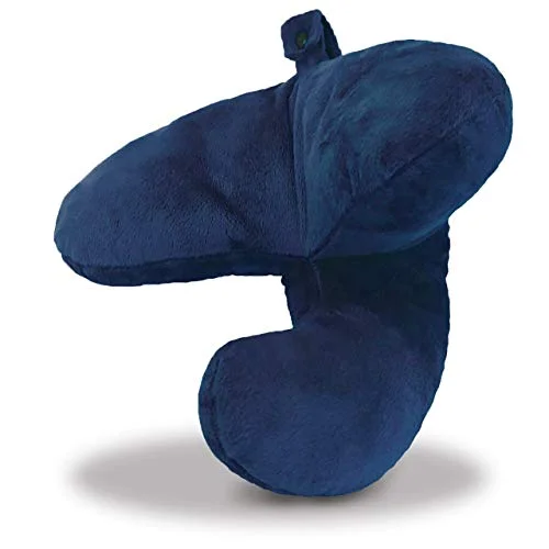 J-Pillow Travel Pillow, British Invention of The Year, 2019 Version with Increased 3D Support for Head, Chin & Neck in Any Sitting Position, Attach to Luggage - Dark Blue